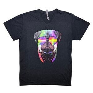 Platinum Delta Apparel Graphic T-Shirt V-Neck Mens Size Large Gray